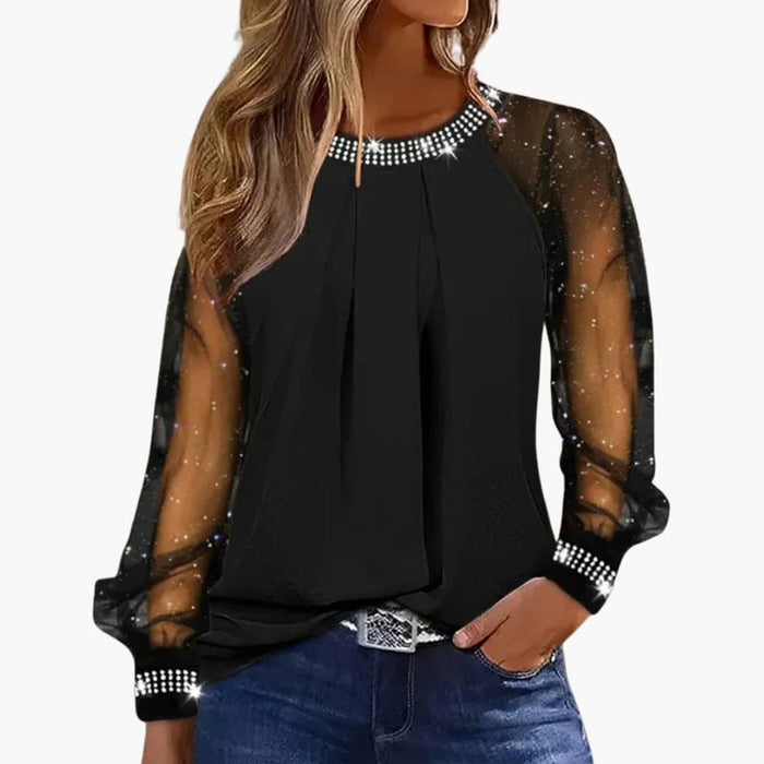 Dam Topp | Elegant | Transparent Ärm | Fest