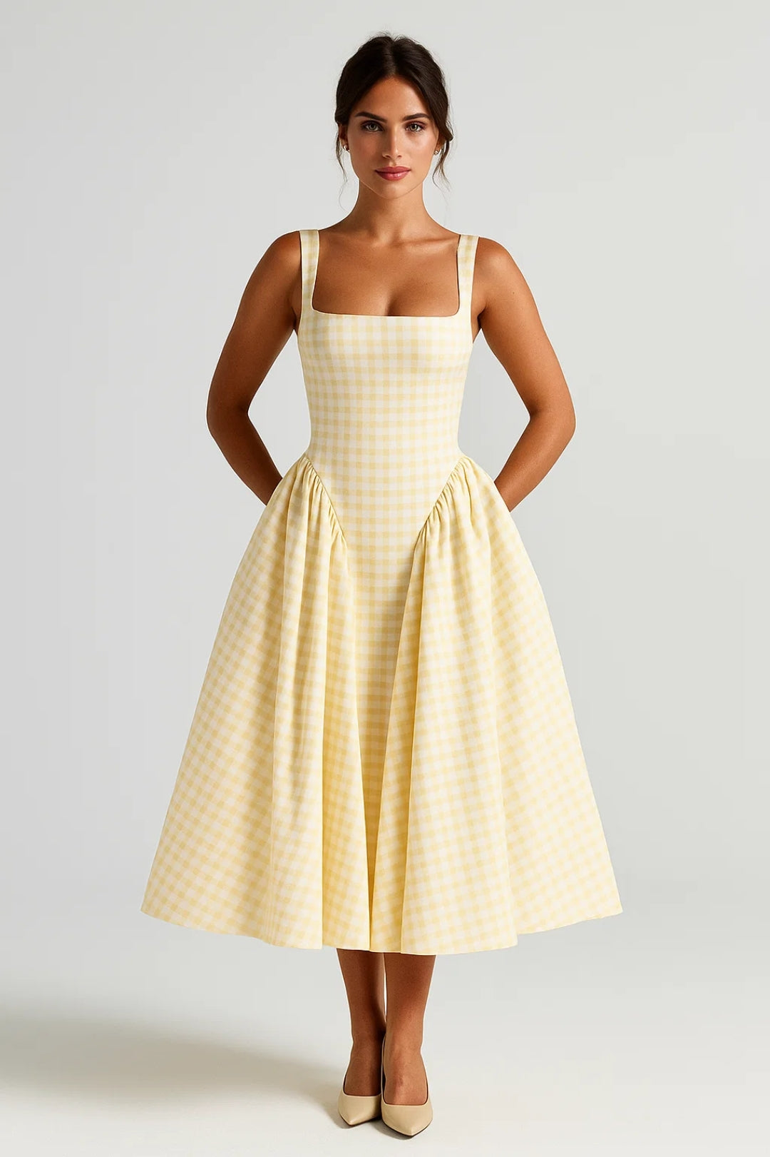 Dam Klänning | Elegant Figursydd | Midi Längd