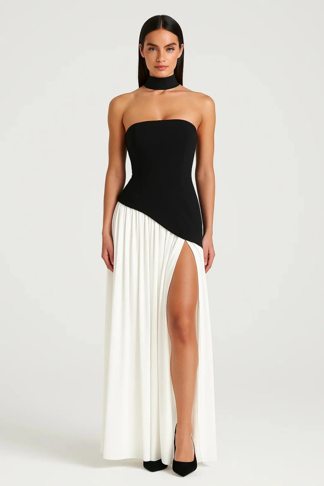Dam Klänning | Elegant | Strapless Plisserad Slits