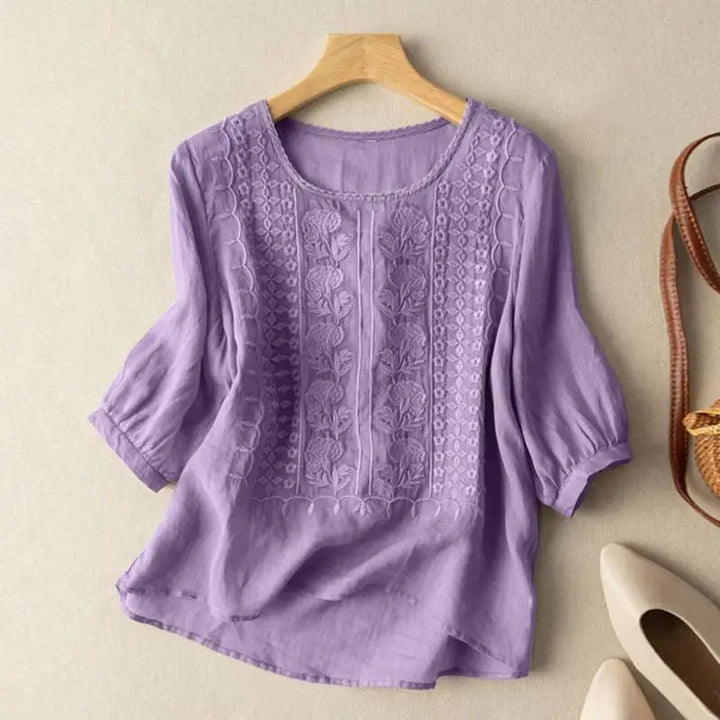 Dam Blus | Broderad | Lätt Oversize