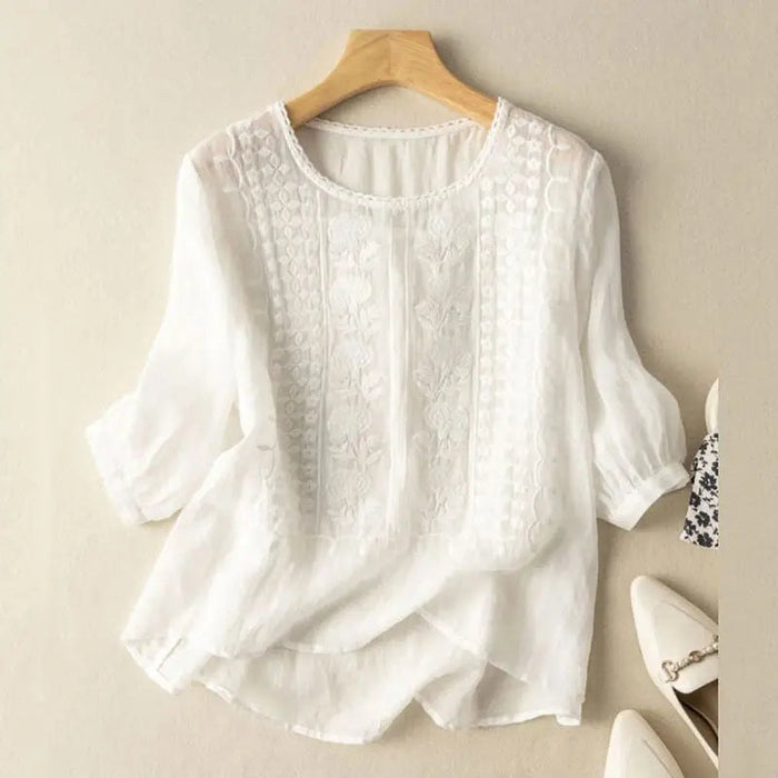 Dam Blus | Broderad | Lätt Oversize