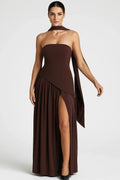 Dam Klänning | Elegant | Strapless Plisserad Slits