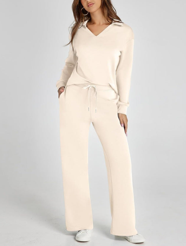 Kläder Dam | Mysigt Set med Zipper-Pullover & Vida Byxor | Bekväm Vardagslook