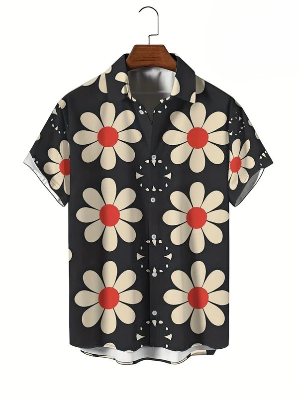 Herr Skjorta | Blommig Retro | Kortärm