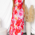 Klänning Maxi | Elegant One-Shoulder Maxiklänning | Blommönster | Klänning