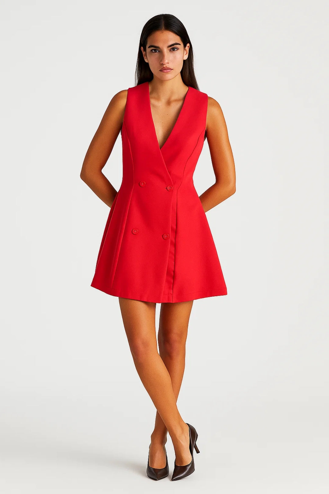 Dam Klänning | Elegant Mini | Dubbelknäppt