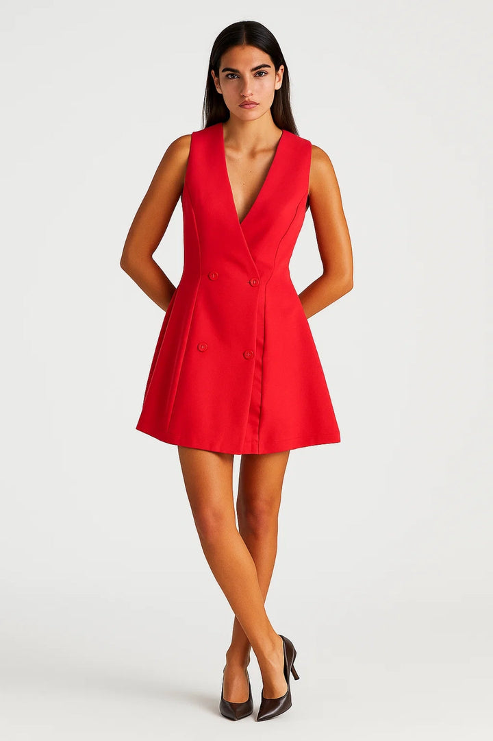 Dam Klänning | Elegant Mini | Dubbelknäppt
