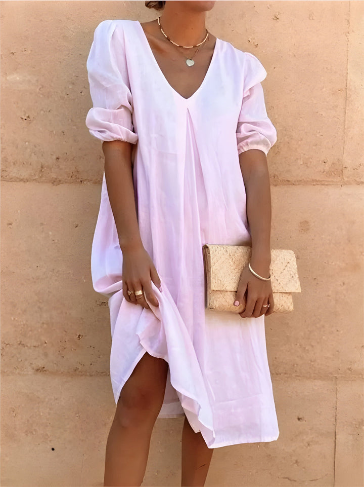 Dam Midiklänning | Luftig &amp; Smickrande | Slät väv, naturlig struktur | Elegant &amp; Vardaglig