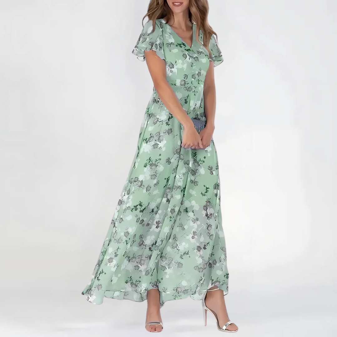 Dam Midi-klänning Blommor - Festlig stil