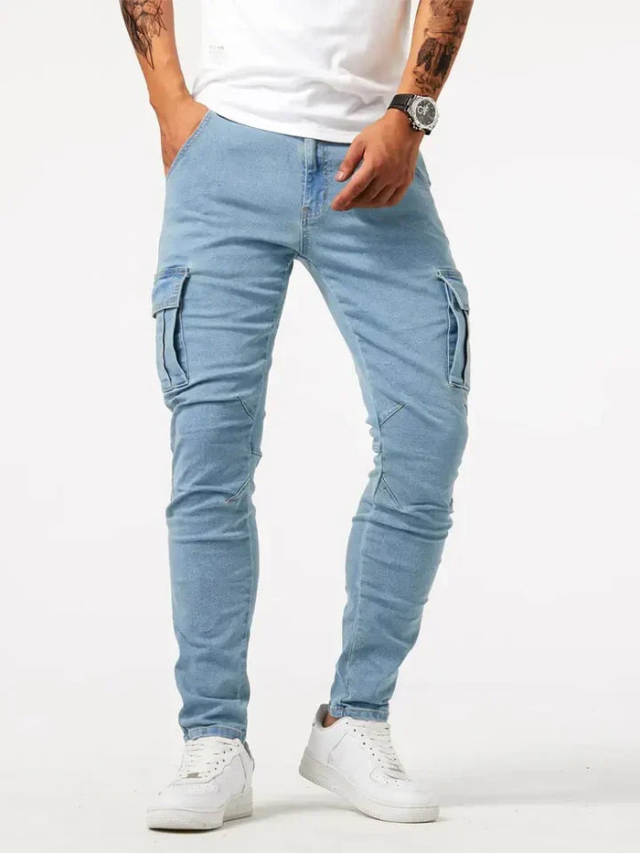 Herr Cargo Jeans med Sidofickor och Smal Passform